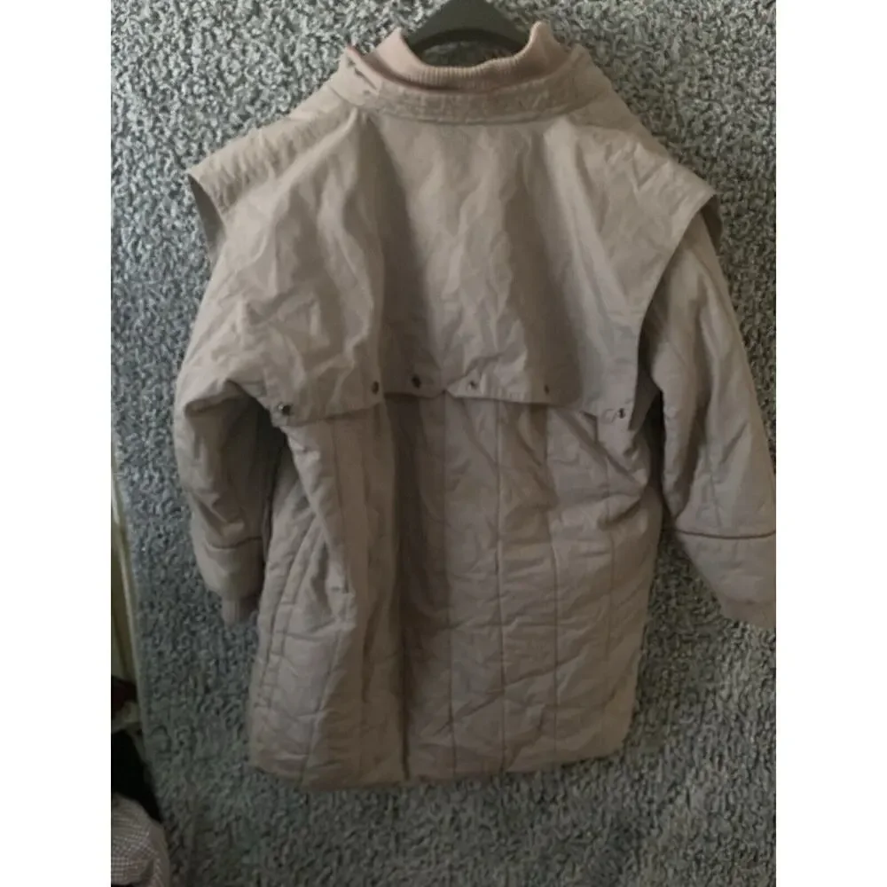 Vtg Mulberry Street Puffer Coat Gray Snap Hood 80s Joyce Stranger Things Size L